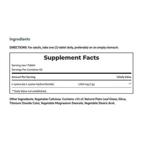 Nature's Bounty, L-lysine, 1000 Mg, 60 tabs