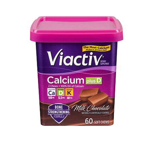 Viactiv, Calcium Plus Bone Strengthening Soft Chews Rich Caramel, 60 Count Viactiv
