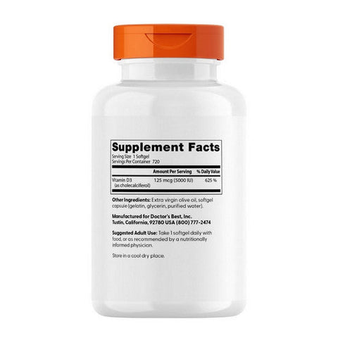 Doctors Best, Vitamin D3 5,000 IU, 125 Mcg, 720 Softgels Doctors Best