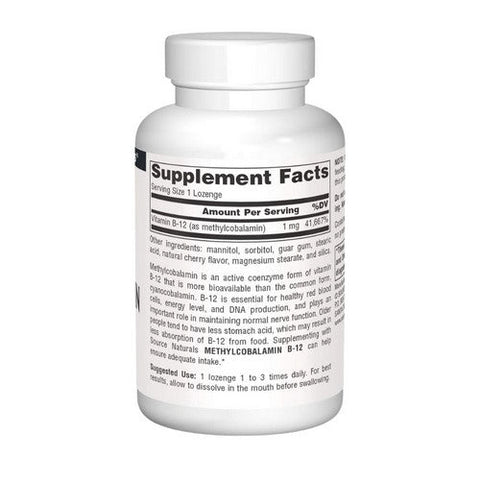 Source Naturals, MethylCobalamin, 1 mg, Cherry 240 Tabs Source Naturals