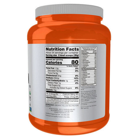 Now Foods, Organic Pea Protein, 1.5 lbs Now Foods