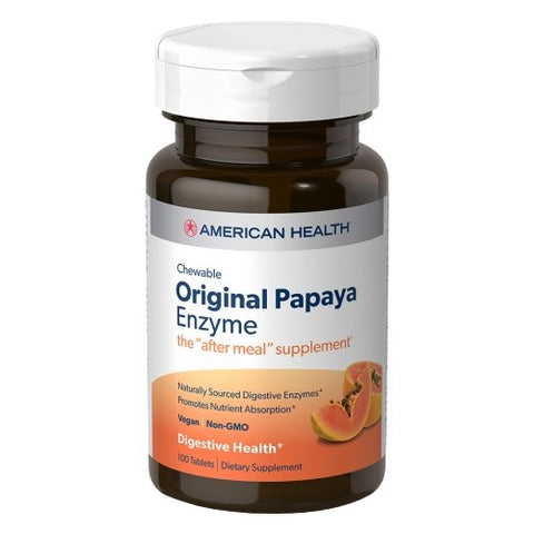 American Health, Original Chewable Papaya Enzyme, 100 Tabs American Health
