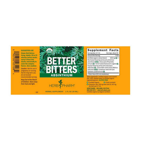 Herb Pharm, Better Bitters Absinthium, 1 Oz Herb Pharm
