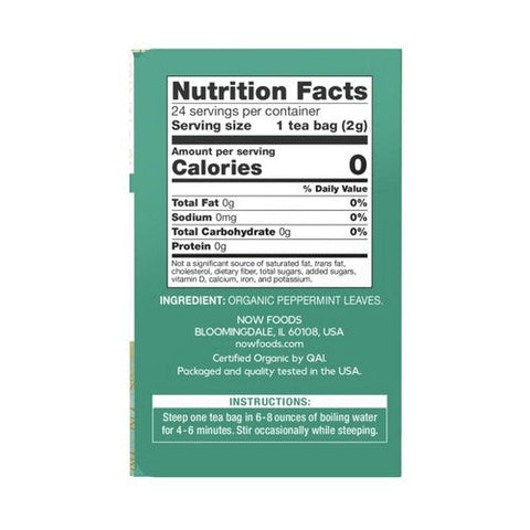 Now Foods, Organic Peppermint Tea, 24 Bags Now Foods