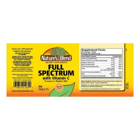 Nature's Blend, Nature's Blend Full Spectrum B with Vitamin C, 100 Tabs Nature's Blend