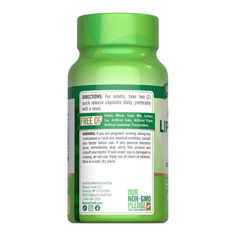 Nature's Truth, Alpha Lipoic Acid Plus Biotin Optimizer Quick Release Capsules, 600 Mg, 60 Caps Nature's Truth