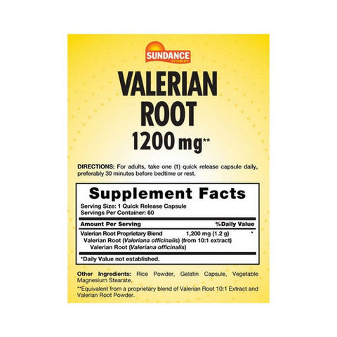 Sundance, Valerian Root Quick Release, 1200 Mg, 60 Caps Sundance