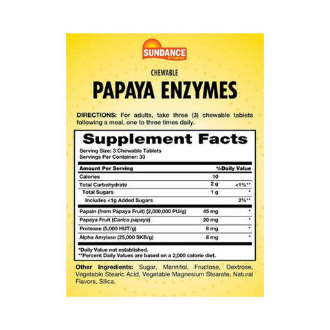 Sundance, Papaya Enzymes Chewable Natural Tropical, 100 Tabs Sundance