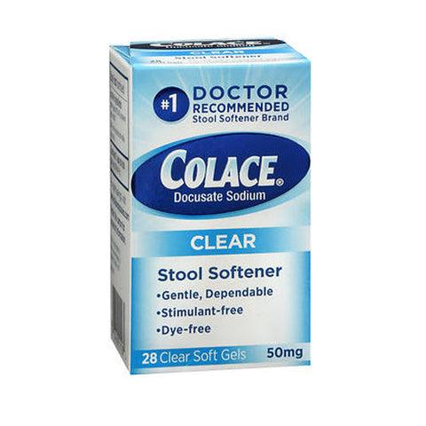 Colace, Docusate Sodium Stool Softener Clear Soft Gels, 50 Mg, 28 Caps Colace