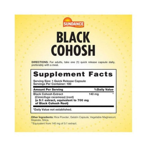 Sundance, Black Cohosh Quick Release Capsules, 700 Mg, 100 Caps Sundance