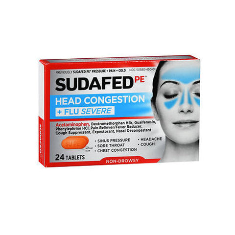Zarbees, Head Congestion Plus Flu Severe Non-Drowsy Tablets, 24 Tabs Zarbees