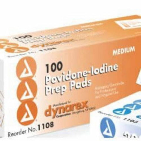 PVP Prep Pad Dynarex  Povidone Iodine 10% Individual Packet Medium Case of 1000 by Dynarex