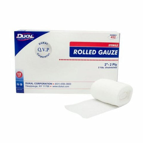 Dukal, Fluff Bandage Roll Dukal Cotton 2-Ply 2 Inch X 5 Yard Roll Shape Sterile, Count of 12 Dukal