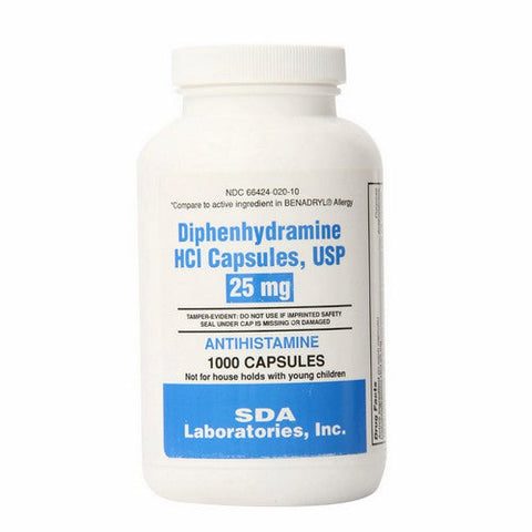 SDA Labs, Diphenhydramine HCL, 25 Mg, 1000 Caps SDA Labs