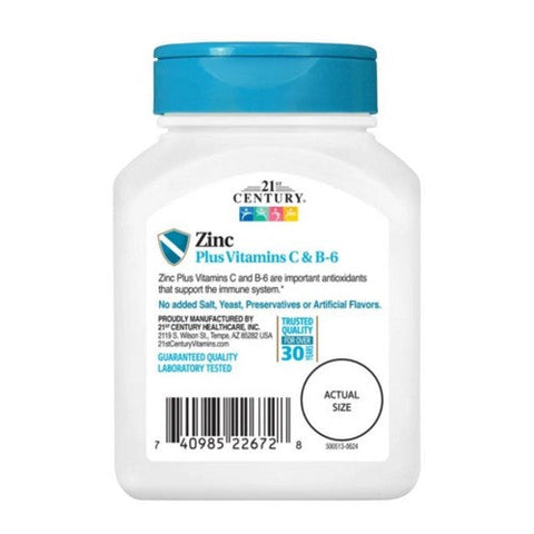 21st Century, Zinc Chewable with C & B6 Cherry Chew, 90 Tabs 21st Century