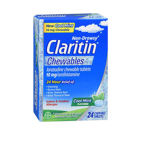 Claritin, Loratadine Antihistamine 24 Hour Allergy Chewable Tablets Cool Mint, 24 Tabs Claritin