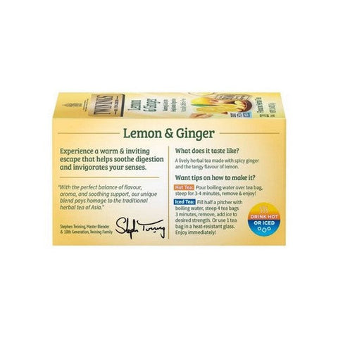 Twinings, Herbal Tea Lemon And Ginger, 20 Bags(Case Of 6) Twinings