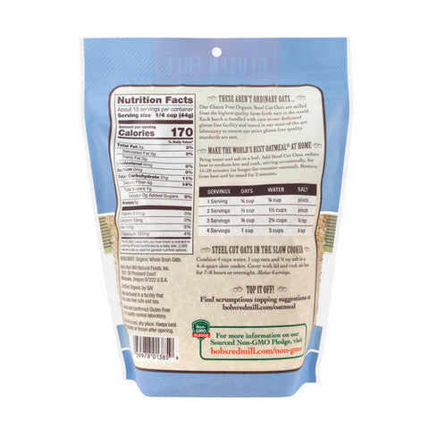 Bobs Red Mill, Organic Steel Cut Oats Gluten Free, 24 Oz(Case Of 4) Bobs Red Mill