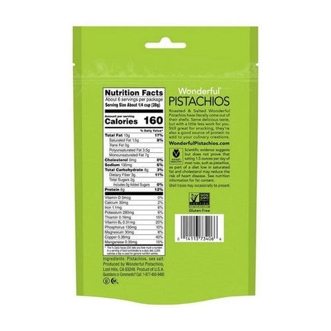 Wonderful Pistachios, Roasted And Salted Shelled Pistachios, 6 Oz Wonderful Pistachios