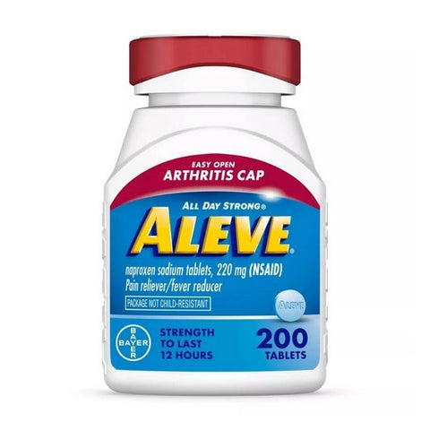 Aleve, Naproxen Sodium Pain Reliever Fever Reducer Tablets, 220 Mg, 200 Caps Aleve