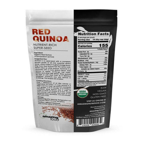 Amazing Nutrition, Amazing Foods Organic Quinoa Red Grain, 12 Oz Amazing Nutrition