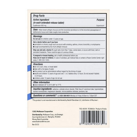 Foster And Thrive, Mucus Relief Guaifenesin Extended, 600 Mg, 20 Tabs Foster And Thrive
