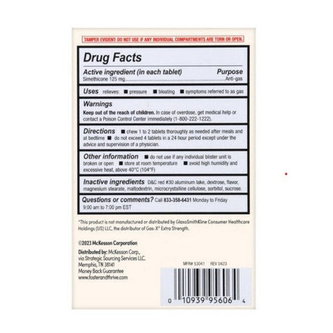 Foster And Thrive, Extra Strength Gas Relief Simethicone Chewable Tablets Cherry, 125 Mg, 18 Tabs Foster And Thrive