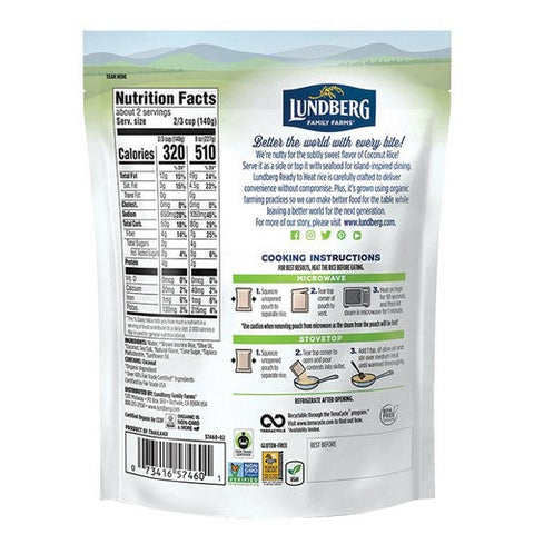 Lundberg, Organic Whole Grain Coconut Rice, 8 Oz (Case Of 6) Lundberg