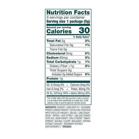 Gimme, Organic Chili Lime Roasted Seaweed, 1.02 Oz(Case Of 8) Gimme