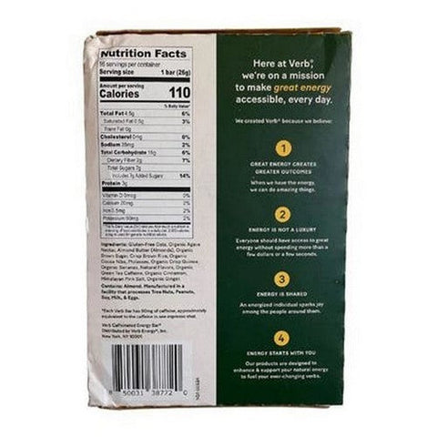 The Humble Co, Chocolate Chip Banana Bread Caffeinated Energy Bar, 16 Count The Humble Co
