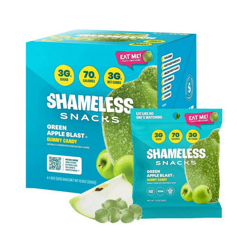 Shameless Snacks, Green Apple Blast Gummy Candy, 6 Count Shameless Snacks