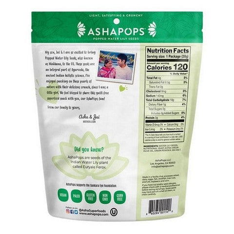 AshaPops, Popped Water Lily Seeds Vegan Cheese, 1 Oz (Case Of 6) AshaPops