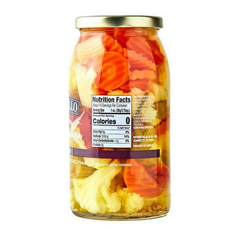 Delallo, Mild Pickled Giardiniera, 25.5 Oz (Case Of 6) Delallo