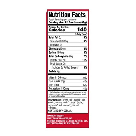 Mary's Gone Crackers, Organic Original Cracker, 4 Oz (Case Of 6) Mary's Gone Crackers