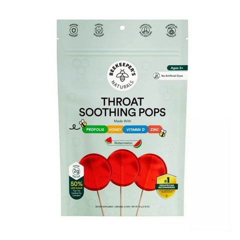 Kid's Throat Soothing Lollipops Watermelon 3.28 Oz by BeeKeeper's Natural