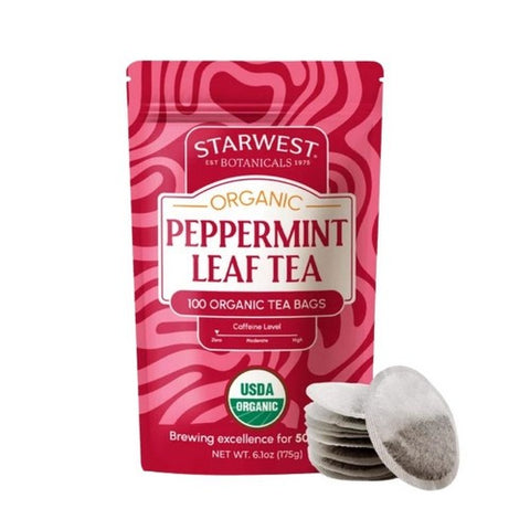Organic Peppermint Leaf Tea Bags 100 Count by Starwest Botanicals