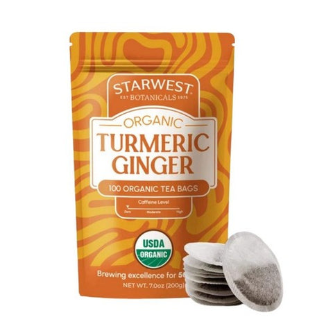 Organic Turmeric Ginger Tea Bags 100 Count by Starwest Botanicals