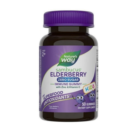 Sambucus Zero Sugar Immune Gummies For Kids Elderberry 50 Count by Nature's Way