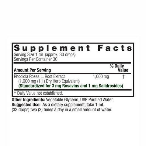 Nature's Answer, Rhodiola Root Standardized Fluid Extract Alcohol-Free, 1000 Mg, 1 Oz Nature's Answer
