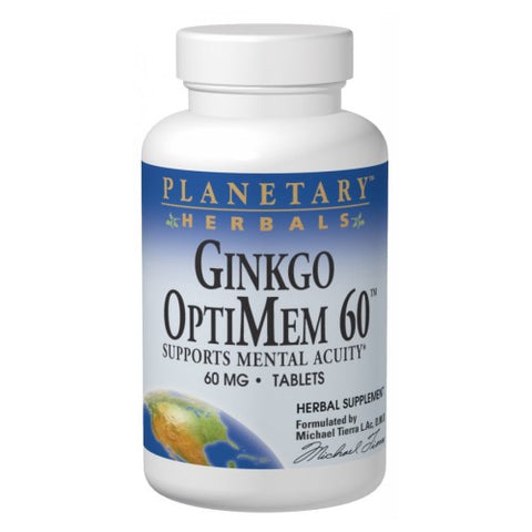 Planetary Herbals, Ginkgo Optimem, 60 mg, 90 Tabs Planetary Herbals