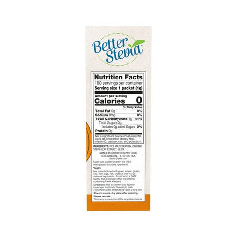 Now Foods, BetterStevia Packets, 100/box Now Foods