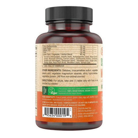 Deva Vegan Vitamins, Vegan Multivitamin And Mineral Supplement Iron Free, 90 Tab