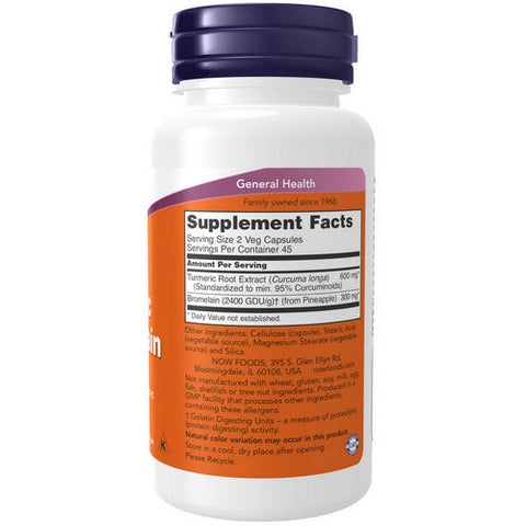 Now Foods, Tumeric & Bromelain, 90 Vcaps Now Foods