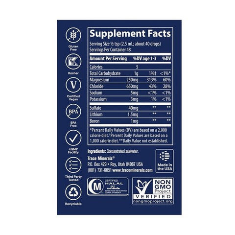 Trace Minerals, Concentrace Trace Mineral Drops Unflavored, Glass 4 oz Trace Minerals