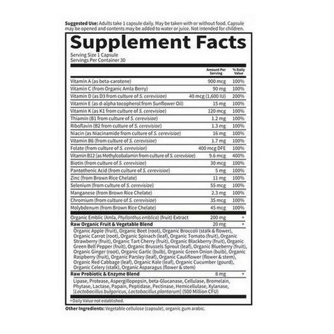 Garden of Life, Vitamin Code Raw One For Men Multivitamin Capsules, Raw One for Men, 30 Count Garden of Life