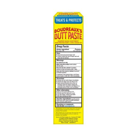 Boudreaux, Butt Paste Zinc Oxide 16% Diaper Rash Ointment Original, 4 Oz